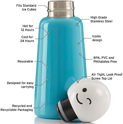 לונד לונדון בקבוק מים נירוסטה | בקבוק מים מבודד 300 מל BPA בחינם | קר למשך 24+ שעות, חם ל 12